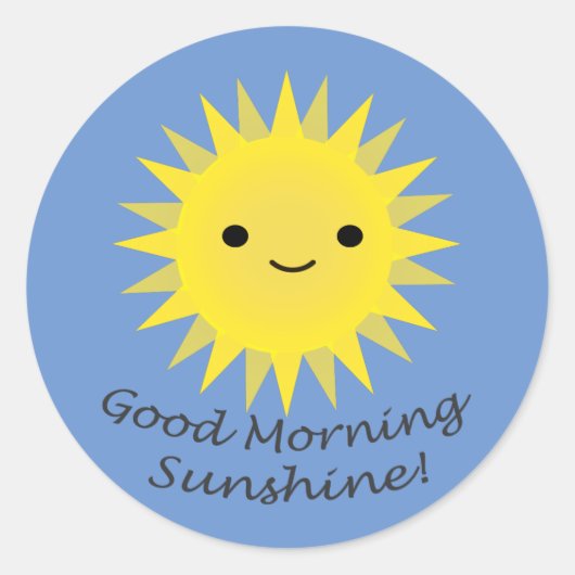Good Morning Sunshine Cute Kawaii Sun Ronde Sticker (Voorkant)