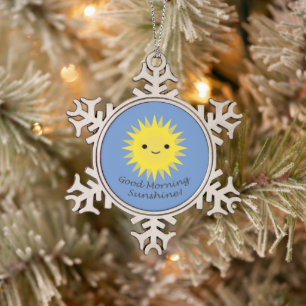 Good Morning Sunshine Cute Kawaii Sun Tin Sneeuwvlok Ornament