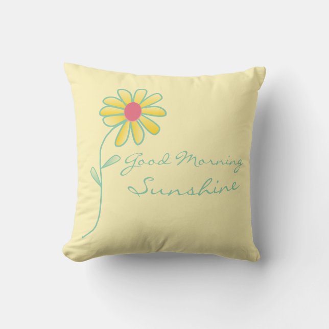 "Good Morning Sunshine" Geel en Green Daisy Kussen (Voorkant)