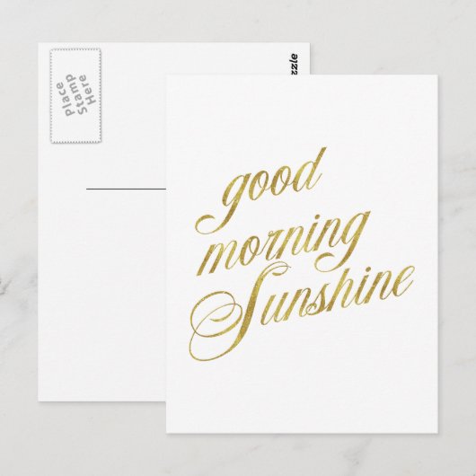 Good Morning Sunshine Quote Faux Gold Foil Quottes Briefkaart (Voorkant / Achterkant)