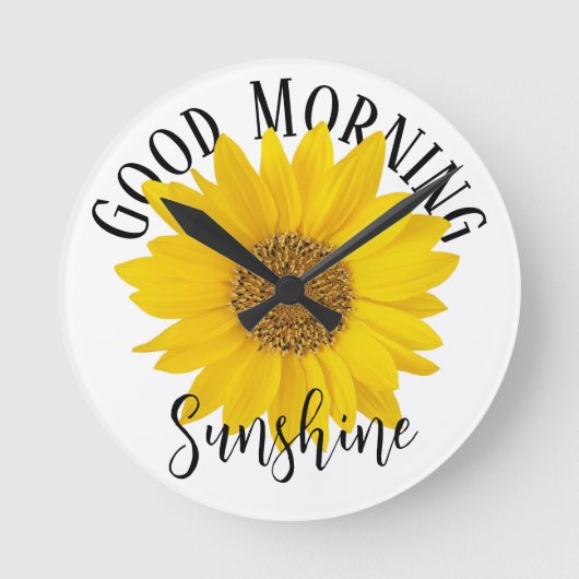 Good Morning Sunshine Sunflower Ronde Klok (Voorkant)