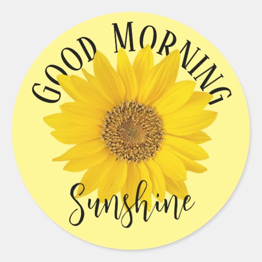 Good Morning Sunshine Sunflower Ronde Sticker (Voorkant)