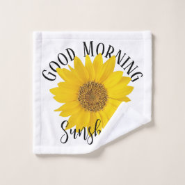 Good Morning Sunshine Sunflower White Washandje