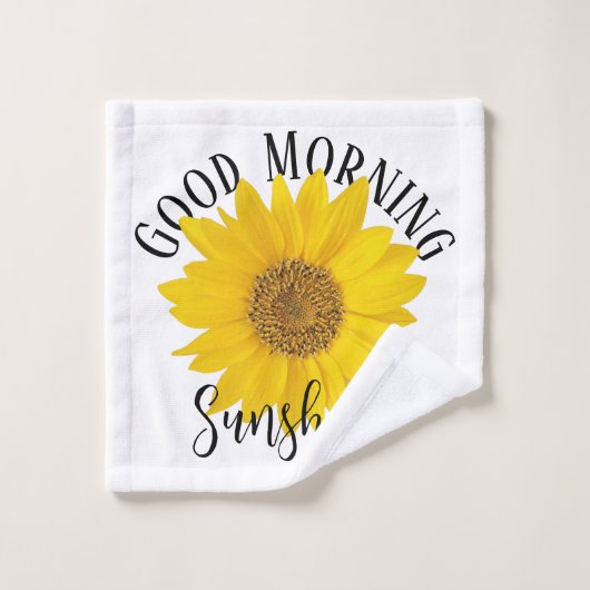 Good Morning Sunshine Sunflower White Washandje (Wasdoekje)