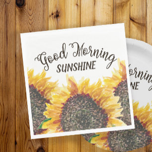 Good Morning Sunshine Yellow Brown Sunflower Servet
