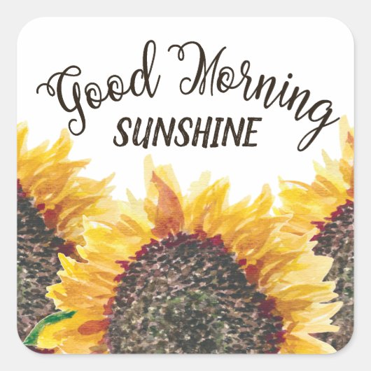 Good Morning Sunshine Yellow Brown Sunflower Vierkante Sticker (Voorkant)