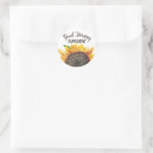 Good Morning Sunshine Yellow Brown Sunflower White Ronde Sticker (Tas)