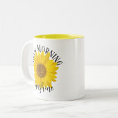 Good Morning Sunshine Yellow Sunflower Tweekleurige Koffiemok (Voorkant links)