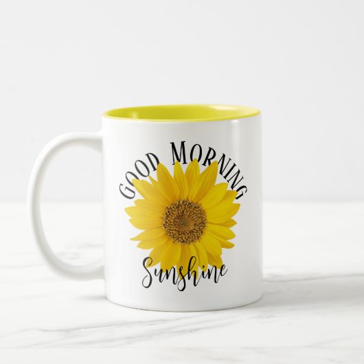 Good Morning Sunshine Yellow Sunflower Tweekleurige Koffiemok (Links)