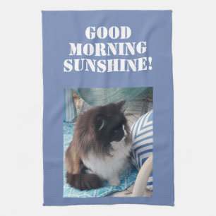 Good Morning Tuxedo Cat cats Foto Kitchen Towel Theedoek