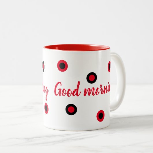 Good morning tweekleurige koffiemok (Voorkant rechts)