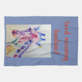 Good Morning Waterverf Giraffe zoo Kitchen Towel Theedoek (Horizontaal)