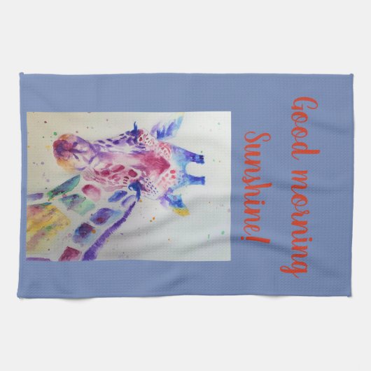 Good Morning Waterverf Giraffe zoo Kitchen Towel Theedoek (Horizontaal)