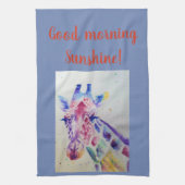 Good Morning Waterverf Giraffe zoo Kitchen Towel Theedoek (Verticaal)