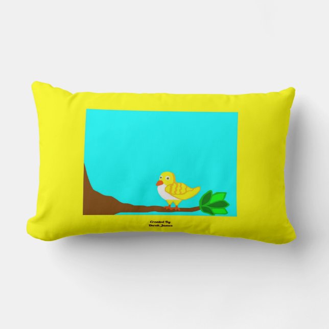 Good Morning Yellow Bird Lumbar Pillow Kussen (Voorkant)