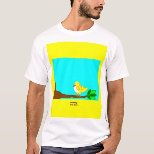 Good Morning Yellow Bird Mannen Basic T Shirt (Voorkant)