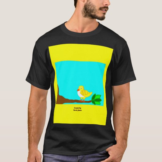 Good Morning Yellow Bird Mannen Black Basic T Shir T-shirt (Voorkant)