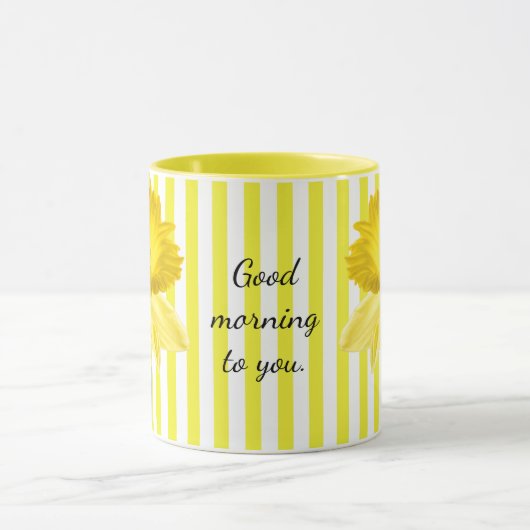 Good Morning Yellow Daffodil Floral Photography Mok (Midden)