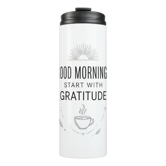 Good Mornings Gratitude Tumbler Thermosbeker (Voorkant)
