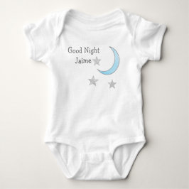 Good Night (Baby's Name) Blauwe Maan en Sterren Dr Romper