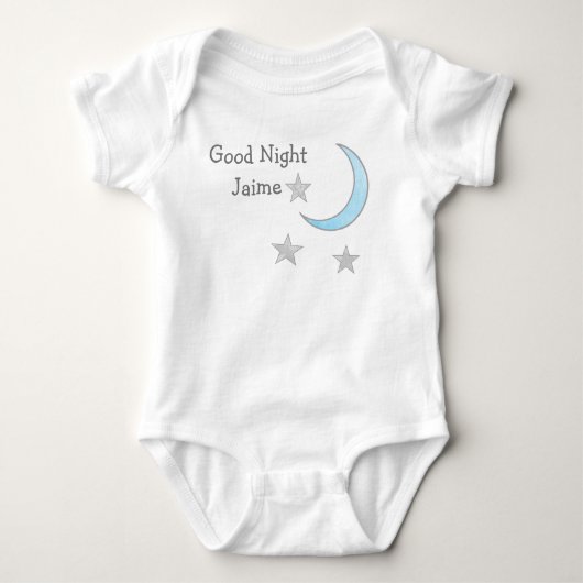 Good Night (Baby's Name) Blauwe Maan en Sterren Dr Romper (Voorkant)