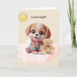 Good Night Cozy Puppy Greeting Card Kaart