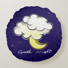 Good Night – Cute Moon and Cloud Kids  Rond Kussen