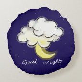 Good Night – Cute Moon and Cloud Kids  Rond Kussen (Achterkant)