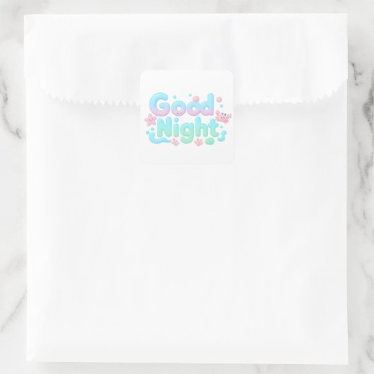 Good Night Glossy Ocean Pastel Text Vierkante Sticker (Tas)