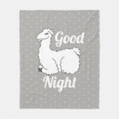 Good Night Sleepy Llama & Polka Dots Fleece Deken (Voorkant)