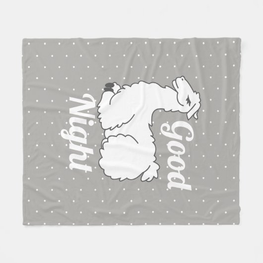 Good Night Sleepy Llama & Polka Dots Fleece Deken (Voorkant (Horizontaal))