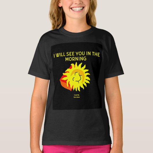 Good Night Sun Girls Black Basic T Shirt (Voorkant)