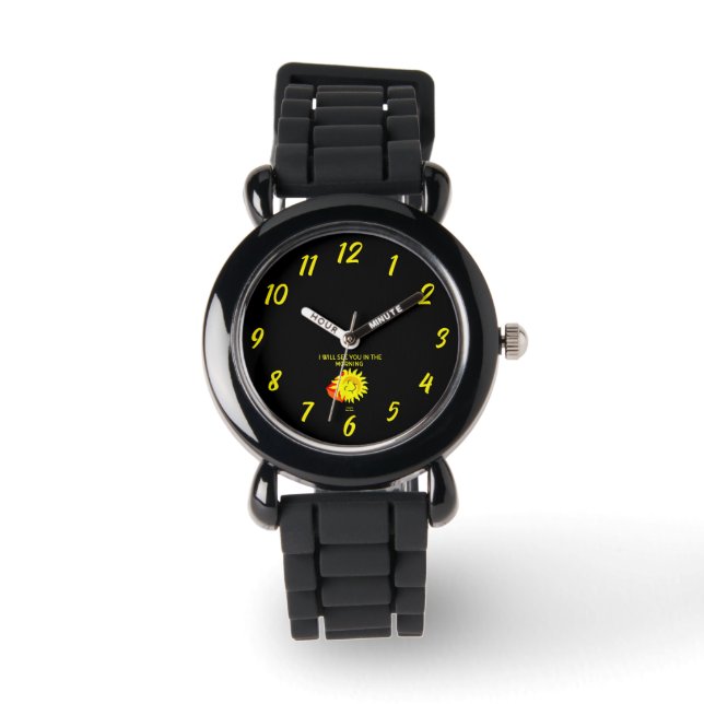 Good Night Sun Kinder Silver Glitter Watch Horloge (Voorkant)