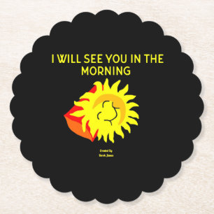 Good Night Sun Scalloped Round Paper-Onderzetter Kartonnen Onderzetters
