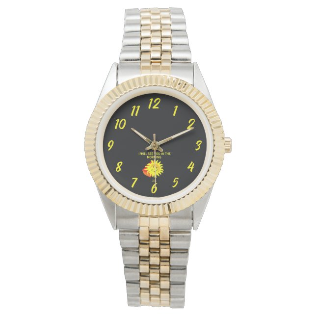 Good Night Sun Unisex Two-Tone Bracelet Watch Horloge (Voorkant)