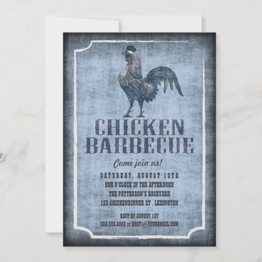 Good Old Fashion Chicken Barbecue Aged Invitation Kaart (Voorkant)