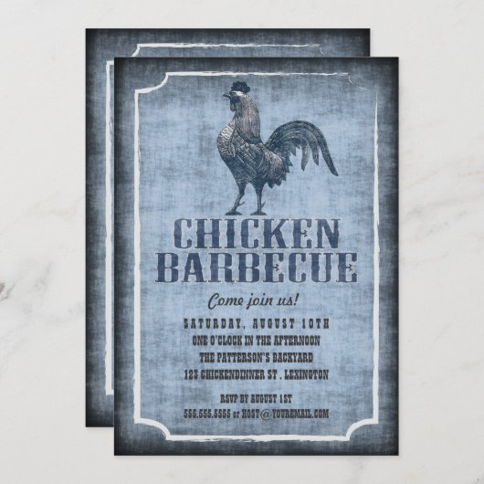 Good Old Fashion Chicken Barbecue Aged Invitation Kaart (Voorkant / Achterkant)
