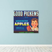 Good Pickens Apple Label - Cashmere, WA Canvas Afdruk (Insitu (Houten vloer))