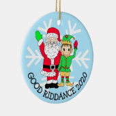 Good Riddans 2020 Santa en Elf in Facemask Keramisch Ornament (Rechts)
