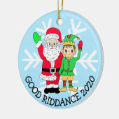 Good Riddans 2020 Santa en Elf in Facemask Keramisch Ornament (Links)