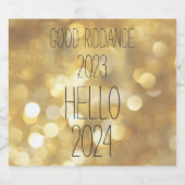 Good Riddans 2022, Hallo 2023 Gold Glam nieuwjaar Sparkling Wijnetiket (Enkel label)