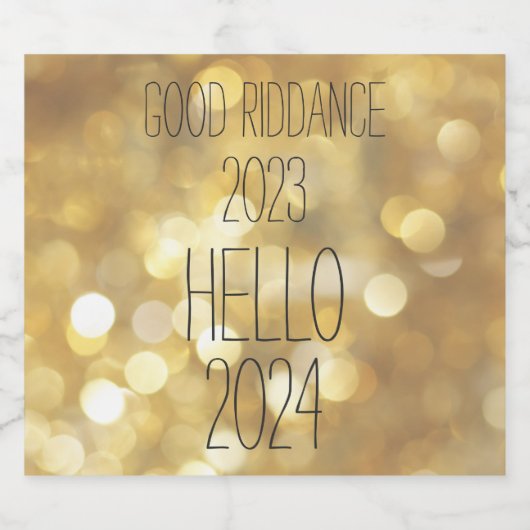 Good Riddans 2022, Hallo 2023 Gold Glam nieuwjaar Sparkling Wijnetiket (Enkel label)