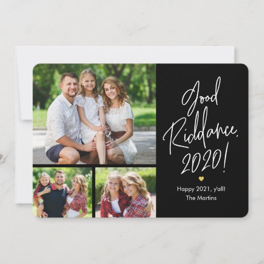 Good Riddans 3 Foto's Happy New Year-kaarten Feestdagenkaart (Voorkant)