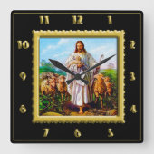 Good Shepherd Square Clock Vierkante Klok (Voorkant)