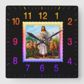 Good Shepherd Square Clock Vierkante Klok (Voorkant)