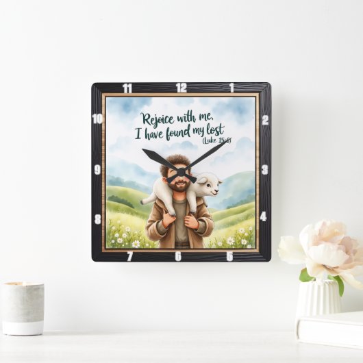 Good Shepherd's Delightful Find Vierkante Klok (Huis)