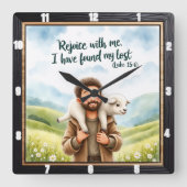 Good Shepherd's Delightful Find Vierkante Klok (Voorkant)