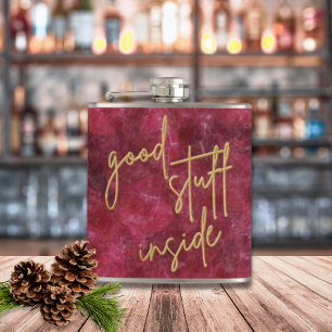 Good Stuts Inside Gold Glitter-script kerst Heupfles