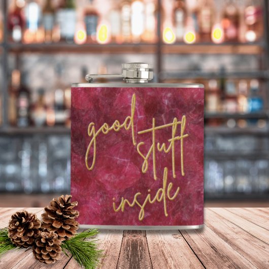 Good Stuts Inside Gold Glitter-script kerst Heupfles