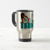 Good Thick - Vrouw in zwarte stripper Reisbeker (Voorkant links)